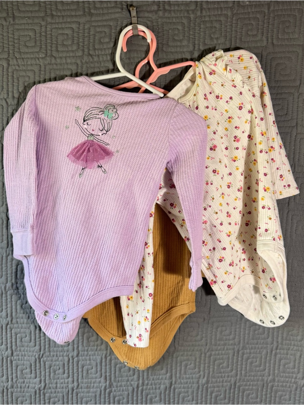 Lot Of 3 Garanimals Bodysuit Baby Girl 18 Months Longsleeve Multicolor